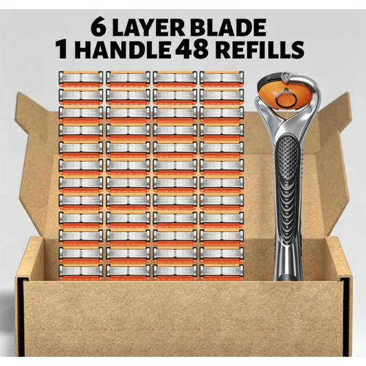 Men's Razor Handle + Replacement Blades, 24/48 Count Bulk Pack
