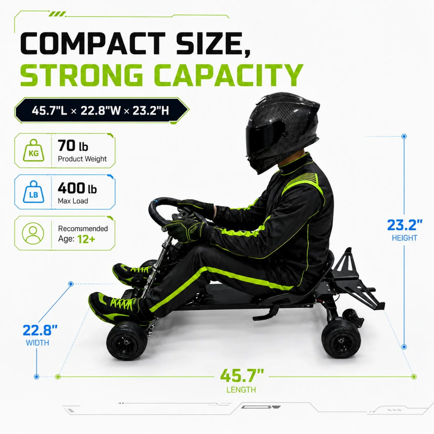 Zyliathor Electric Skateboard GoKart | 48V 18Ah Battery for Youth & Adults