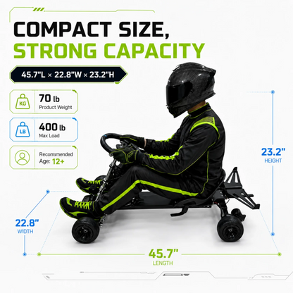 Zyliathor Electric Skateboard GoKart | 48V 18Ah Battery for Youth & Adults