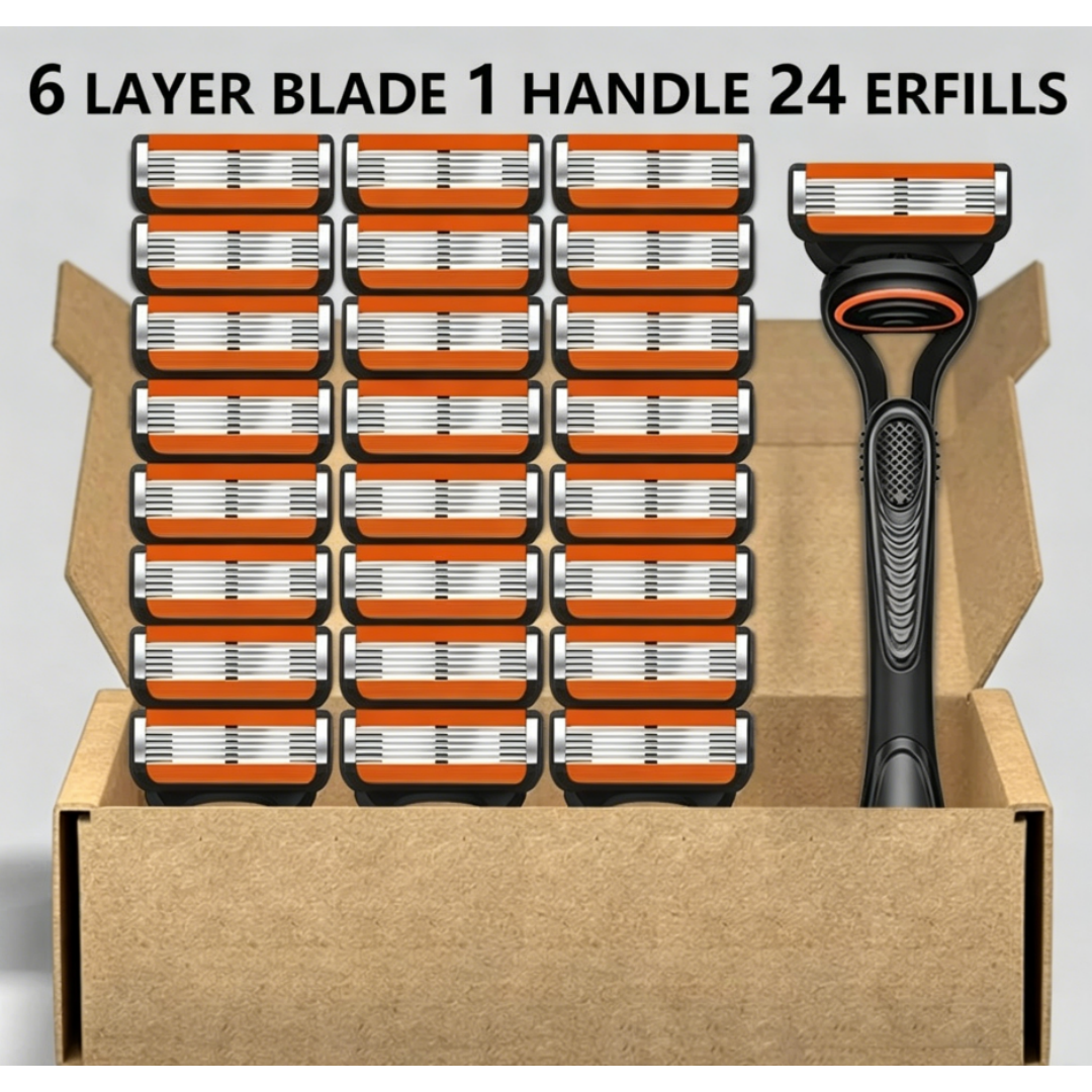 Men's Razor Handle + Replacement Blades, 24/48 Count Bulk Pack