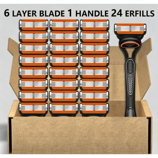 Men's Razor Handle + Replacement Blades, 24/48 Count Bulk Pack