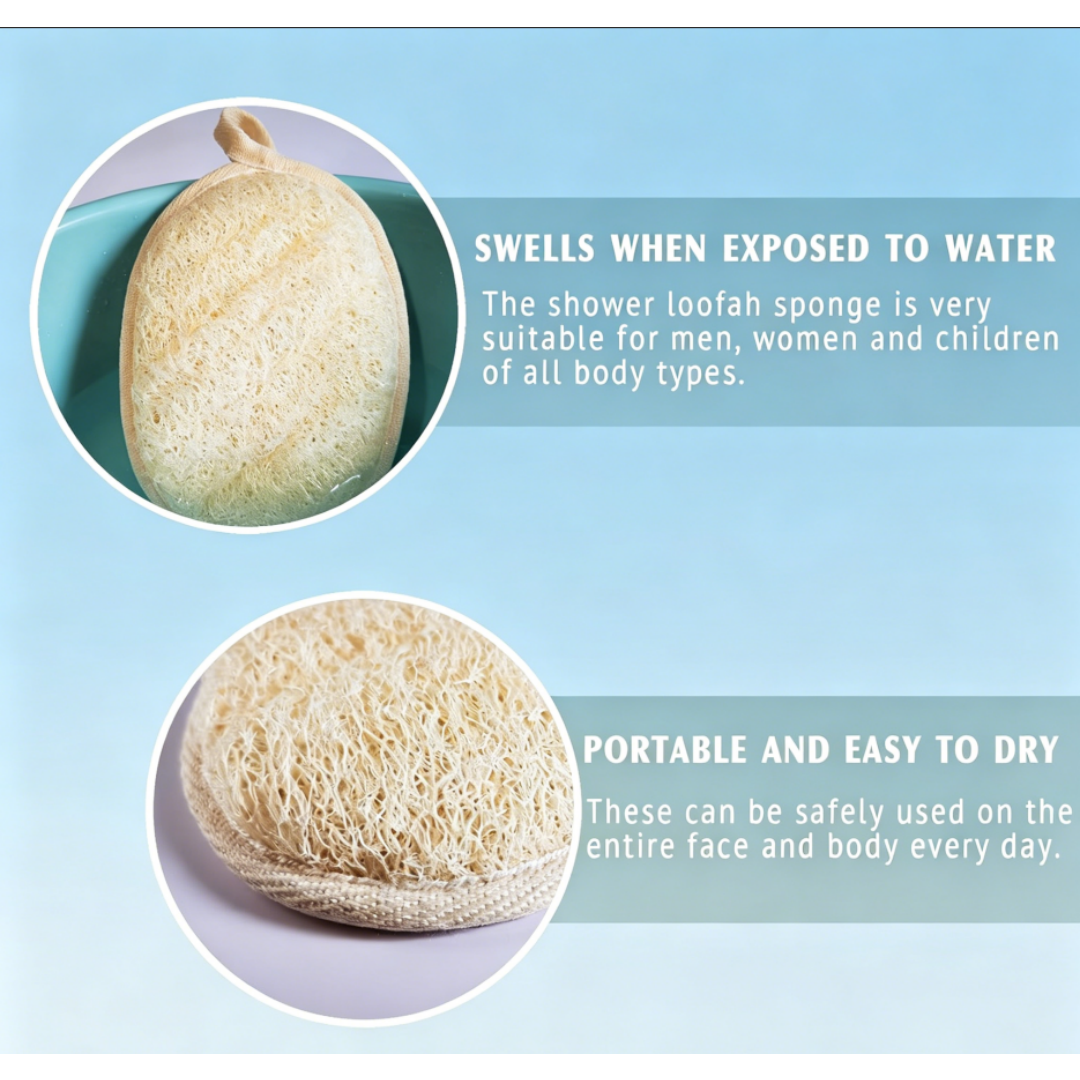 Yiqingjie Natural Loofah Exfoliating Bath Sponge (3-pack)